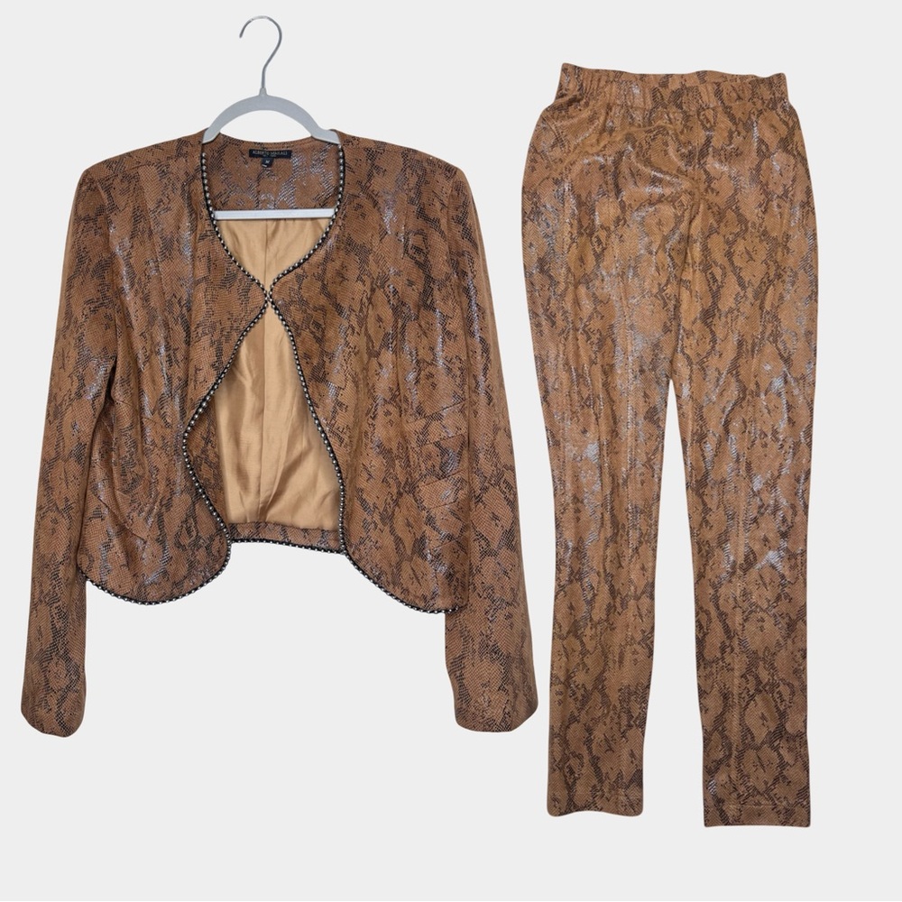 ALBERTO MAKALI 2 Piece Set Jacket Pant Size M Jacket S Pant Brown Black GUC